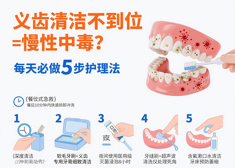 義齒清潔不到位=慢性中毒？每天必做5步護理法延長壽命|成都義齒廠家